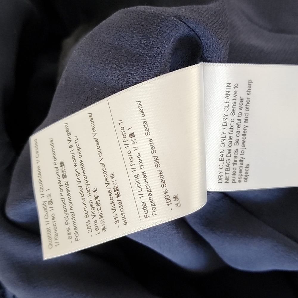 VINTAGE ESCADA Bouclé Tweed Blazer 44 M Blue Silk Wool Textured Sparkle Jacket - Picture 13 of 16